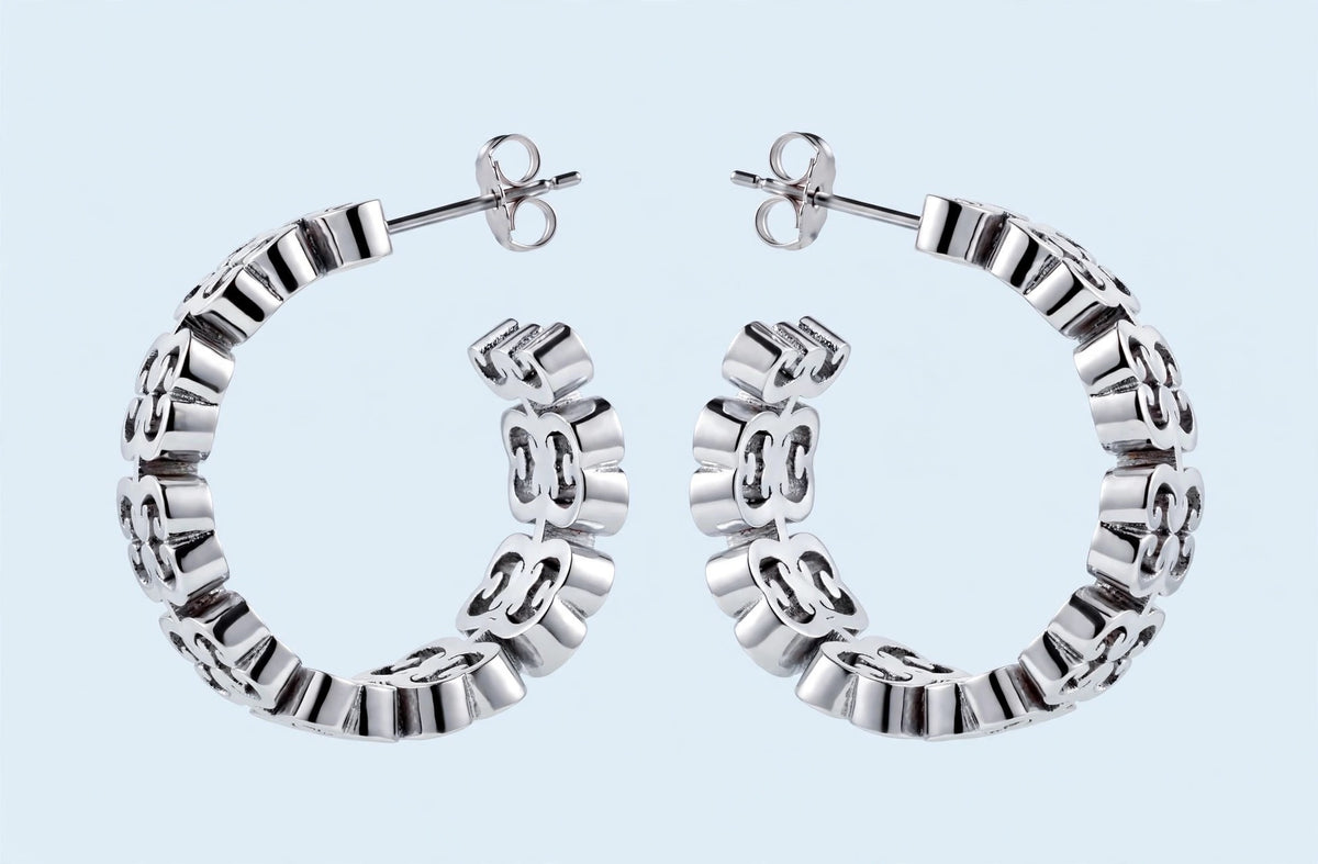 ORECCHINI MONOGRAM ARGENTO